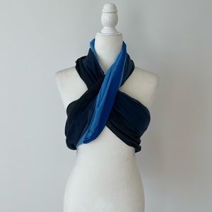 Diane Von Furstenberg Silk cotton Boomerang blue Scarf 30x70 voile color block
